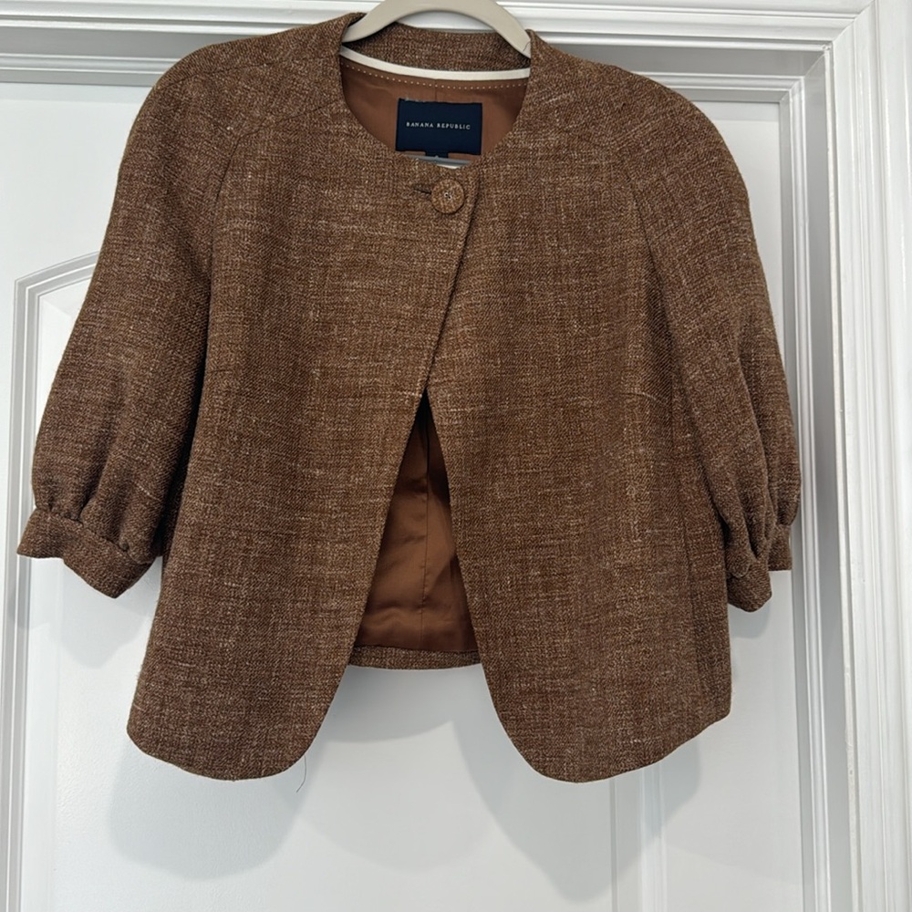 Banana Republic Brown Textured Cropped Blazer